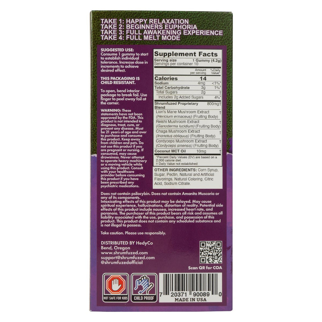 Dazed x Shrumfuzed - Mushroom Gummies - D9/CDB/Shrumfuzed NooTropic Blend - 8600mg - Moon Drop Grape - Bandit Distribution