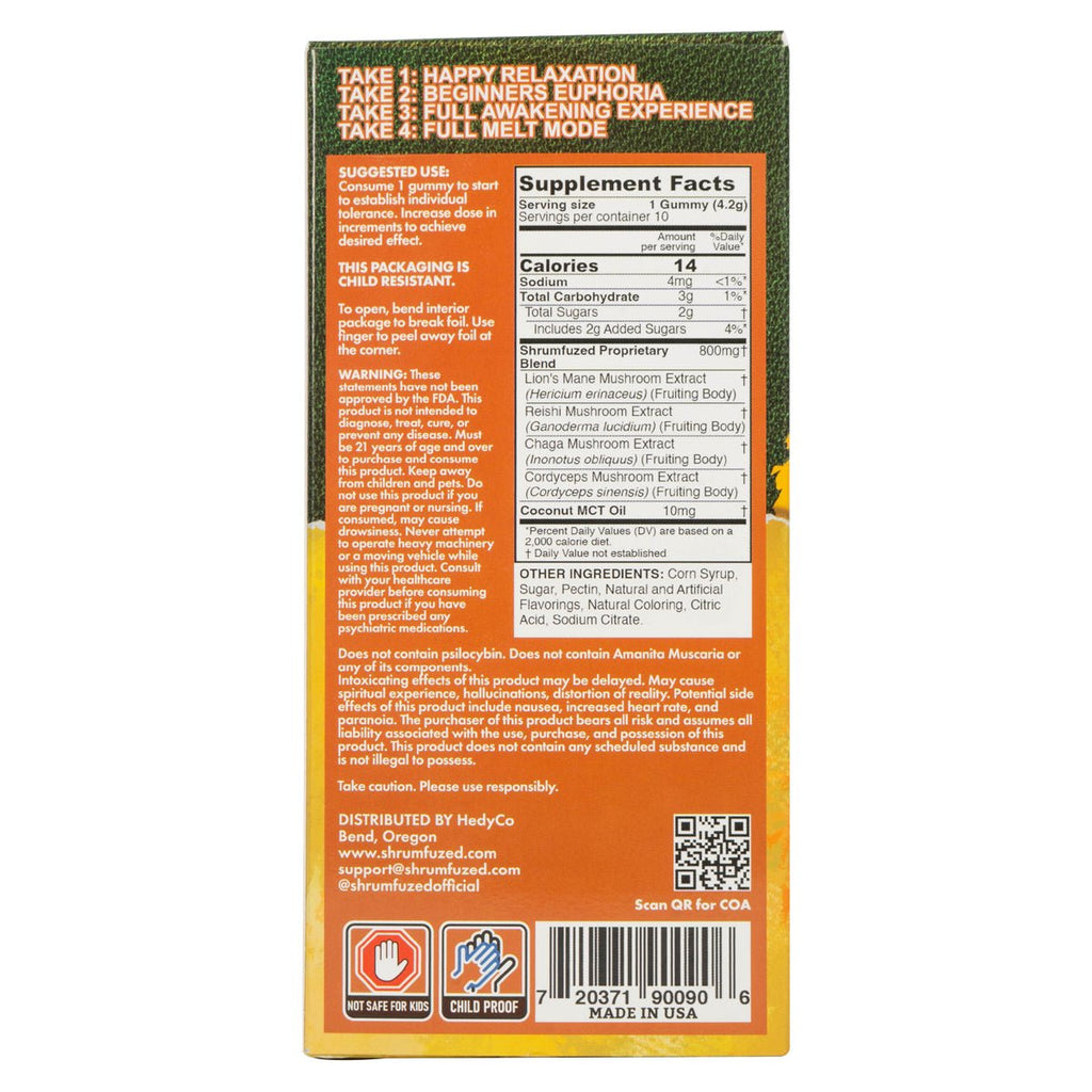 Dazed x Shrumfuzed - Mushroom Gummies - D9/CDB/Shrumfuzed NooTropic Blend - 8600mg - Orange Push Pop - Bandit Distribution