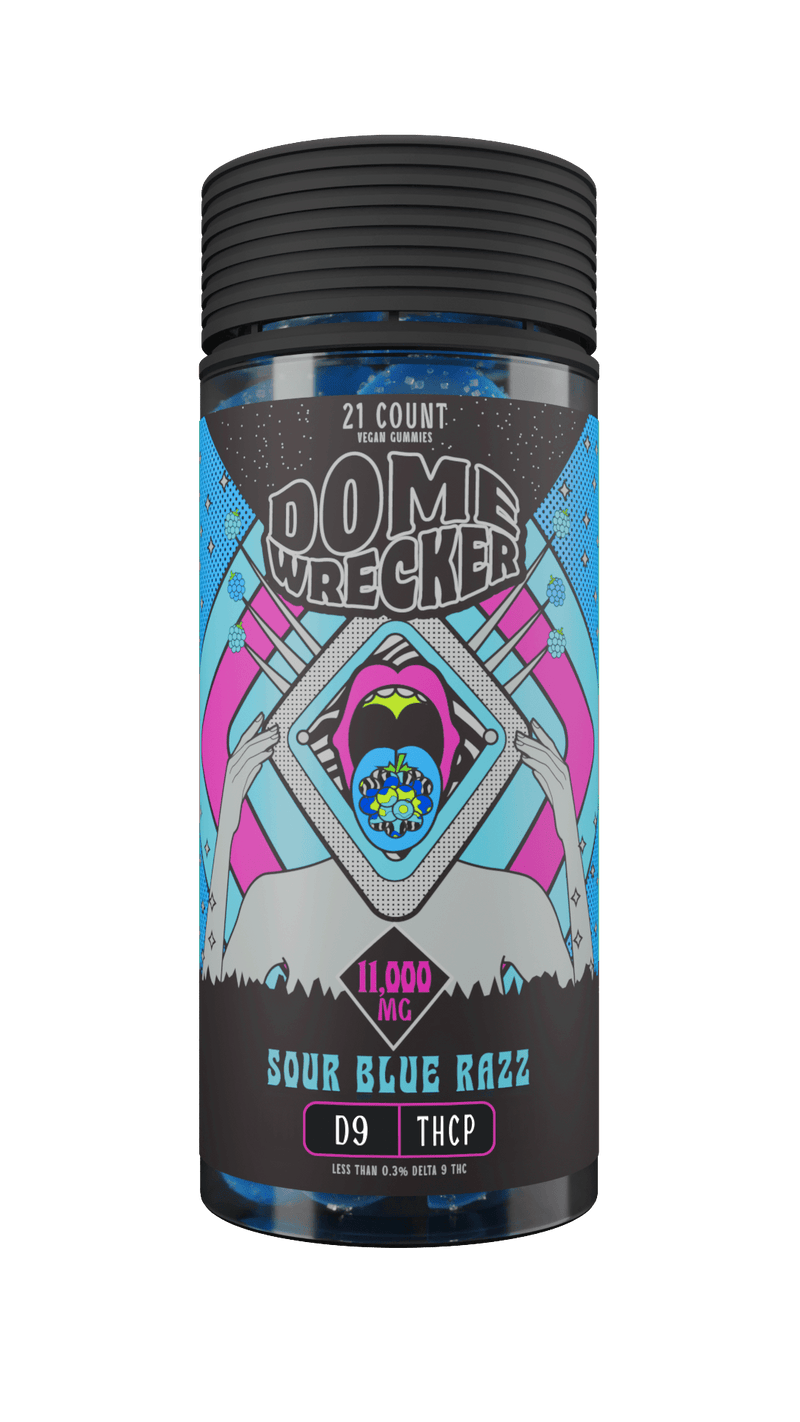 Domewrecker THCa - D9 - THCP Gummies 11000mg - Sour Blue Razz - Bandit Distribution