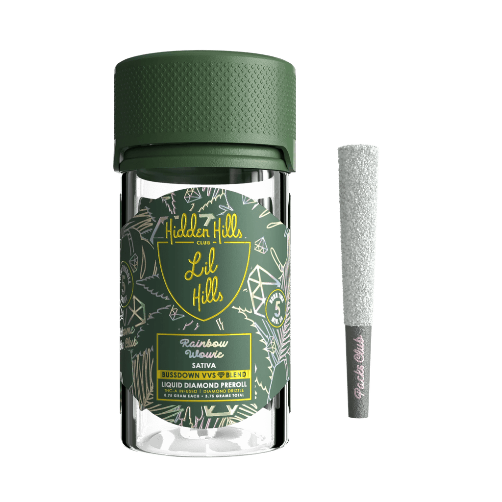 Hidden Hills - Lil Hills 2.0 Liquid Diamond Drizzle Pre Rolls - 5ct Jar - Rainbow Wowie - Bandit Distribution