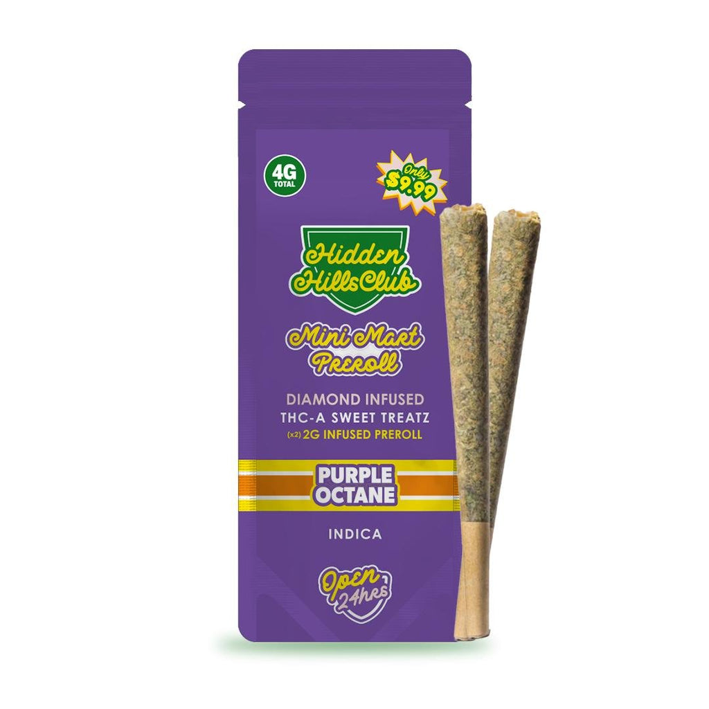 Hidden Hills Mini Mart 2g x 2 Thca Diamond Infused Pre Rolls - 10 Pack Display - Purple Octane - Bandit Distribution