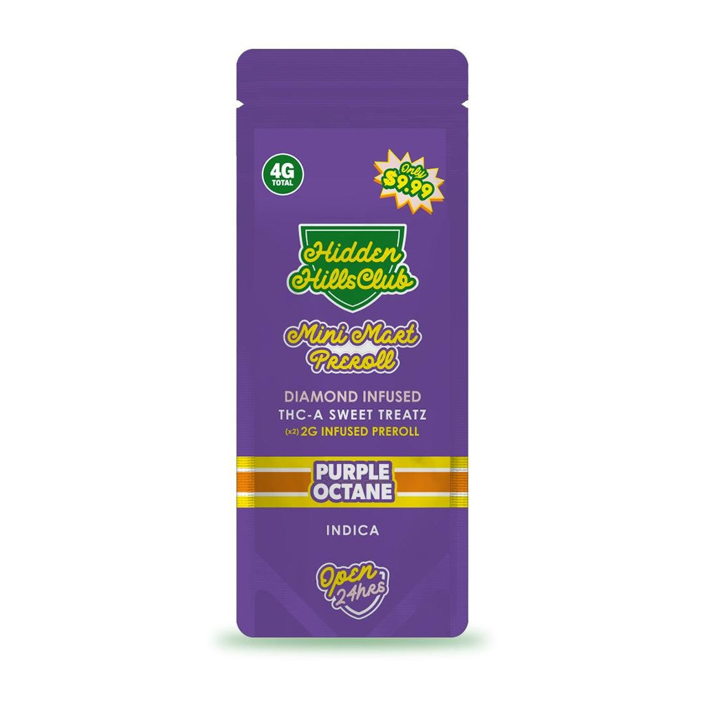 Hidden Hills Mini Mart 2g x 2 Thca Diamond Infused Pre Rolls - 10 Pack Display - Purple Octane - Bandit Distribution