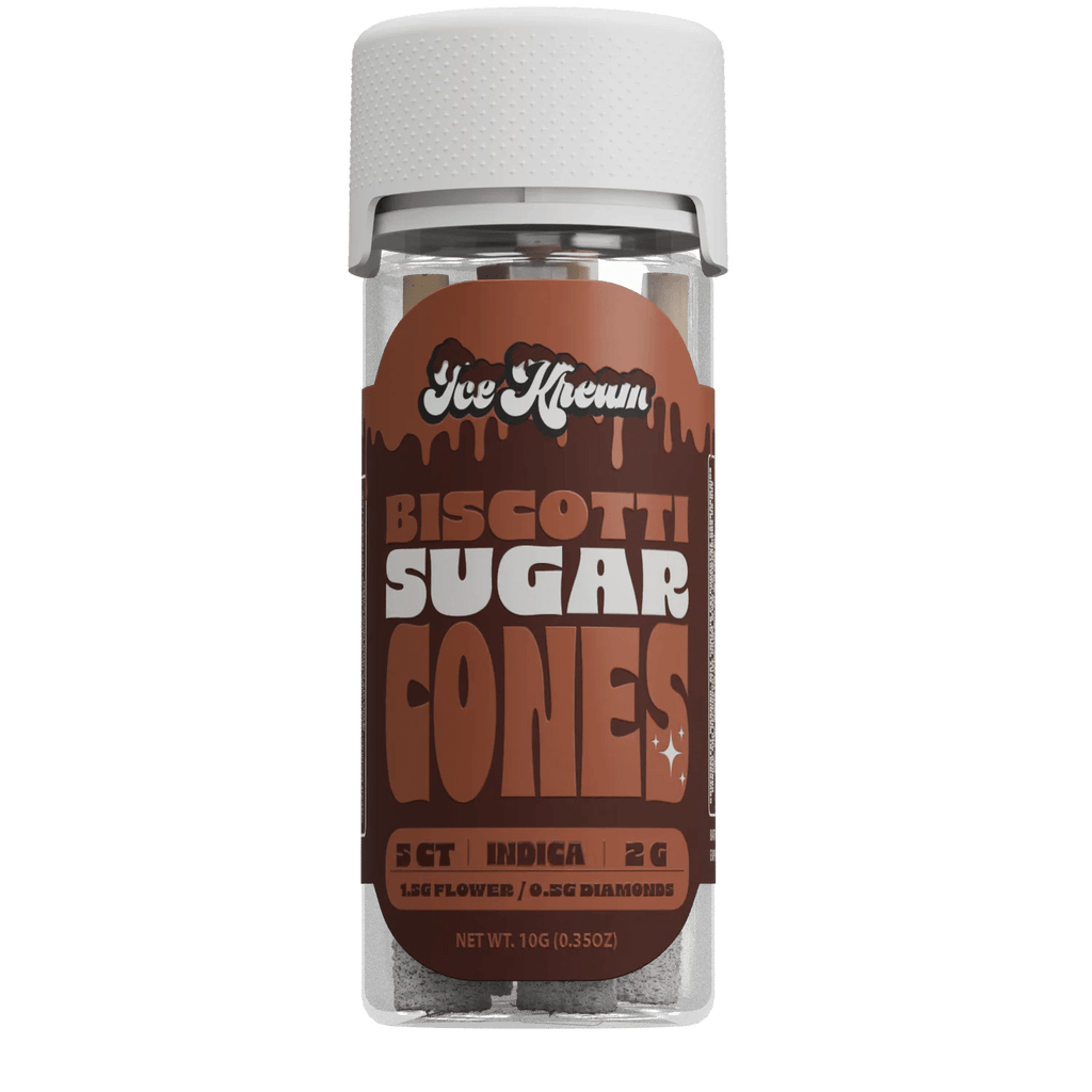Ice Kream Sugar Cones Thca 2g Pre Rolls - 5ct Jar - 10 Jar Display - Biscotti Snow Cone - Bandit Distribution