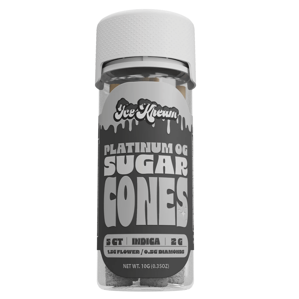 Ice Kream Sugar Cones Thca 2g Pre Rolls - 5ct Jar - 10 Jar Display - Platinum OG Snow Cones - Bandit Distribution
