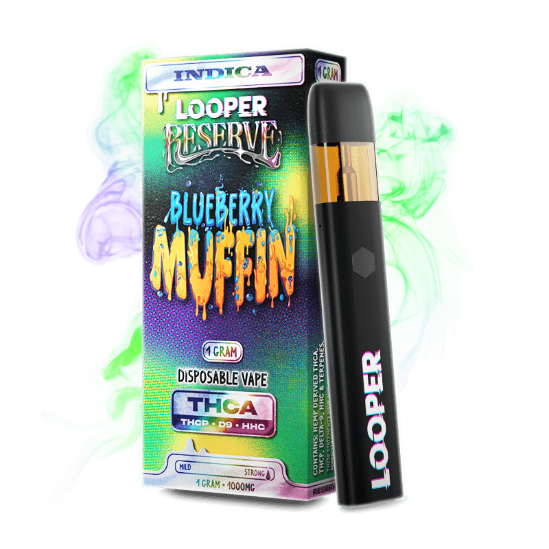 Looper Reserve 1g Disposable - THCA - THCP - HHC - D9 - Blueberry Muffin - Bandit Distribution