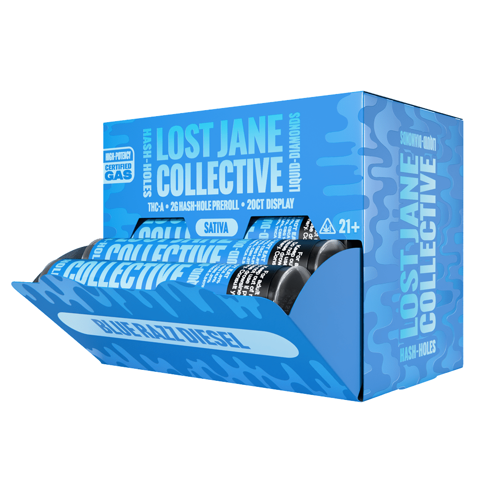 Lost Jane Liquid Diamond Hash Holes - 20ct Display - Blue Razz Diesel - Bandit Distribution