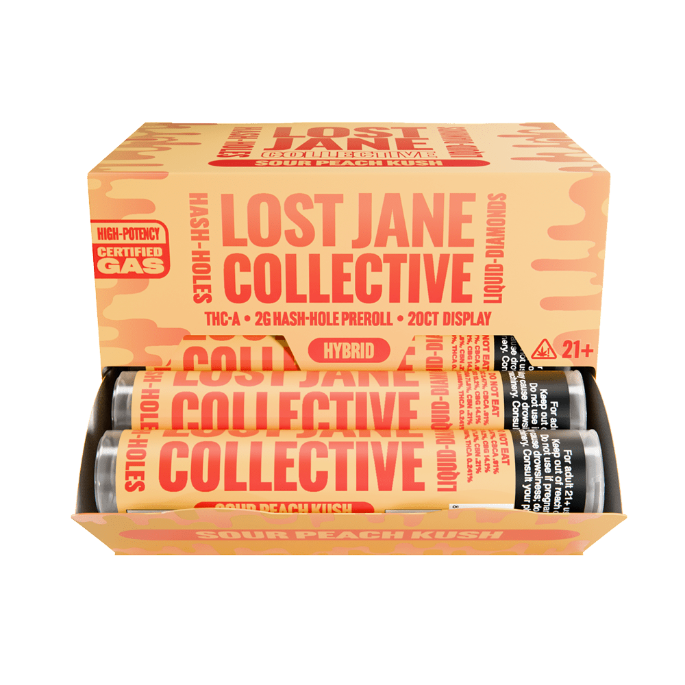 Lost Jane Liquid Diamond Hash Holes - 20ct Display - Sour Peach Kush - Bandit Distribution