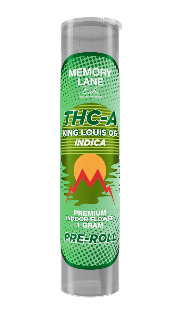 Memory Lane THCA Pre Rolls - 1g Tubed - 20ct Display - King Louis OG - Bandit Distribution