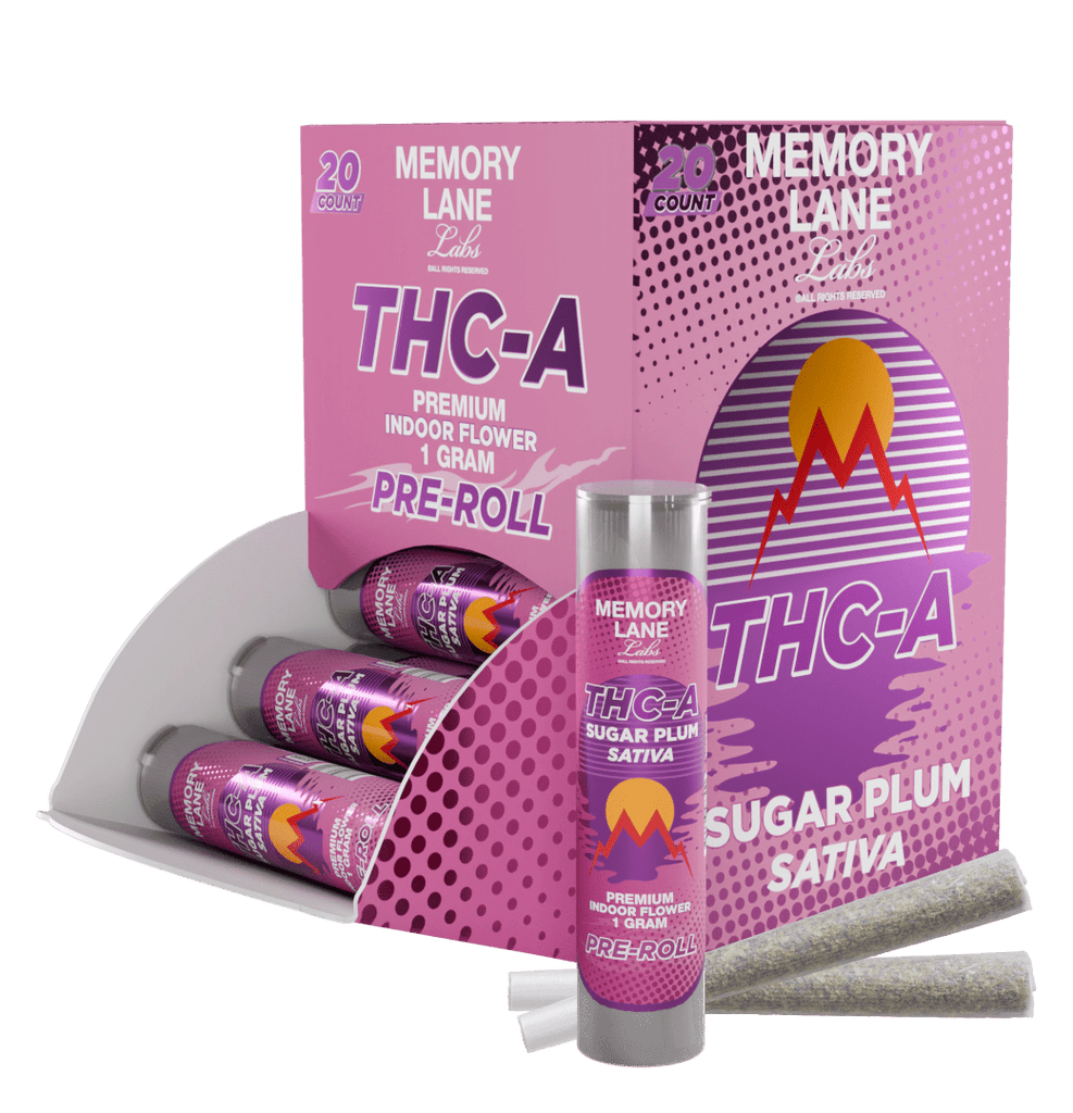 Memory Lane THCA Pre Rolls - 1g Tubed - 20ct Display - Sugar Plum - Bandit Distribution