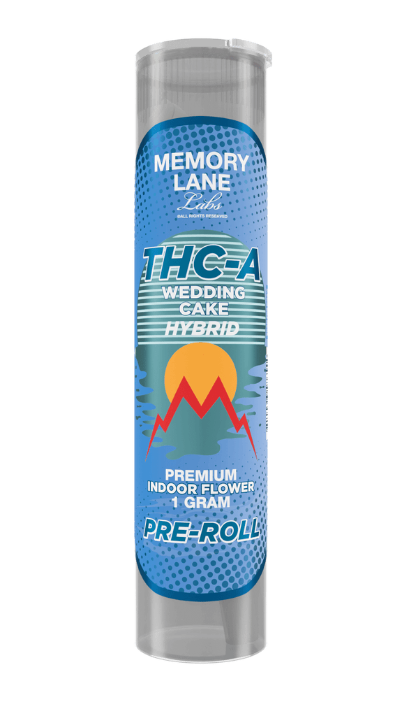 Memory Lane THCA Pre Rolls - 1g Tubed - 20ct Display - Wedding Cake - Bandit Distribution