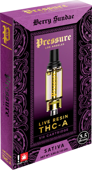 Pressure 3.5g Live resin THCA Cartridge - Berry Sundae - Bandit Distribution
