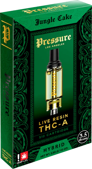 Pressure 3.5g Live resin THCA Cartridge - Jungle Cake - Bandit Distribution