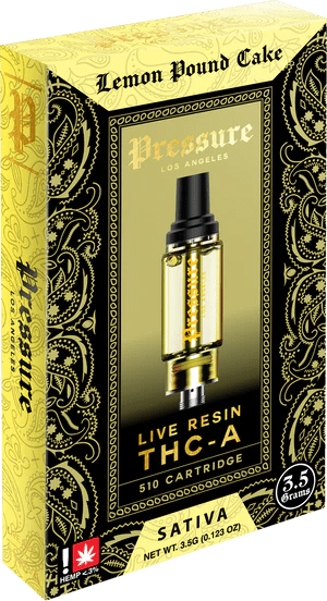 Pressure 3.5g Live resin THCA Cartridge - Lemon Pound Cake - Bandit Distribution