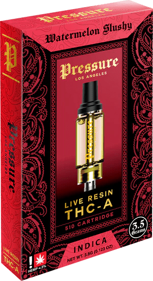 Pressure 3.5g Live resin THCA Cartridge - Watermelon Slushy - Bandit Distribution
