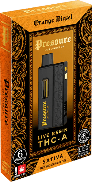 Pressure 6g Live Resin THC-A Disposable - Orange Diesel - Bandit Distribution