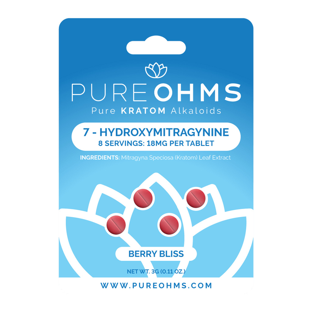 Pure Ohms 7 - Hydroxy Tabs 18mg - 4pk - 10ct Display - Berry Bliss - Bandit Distribution