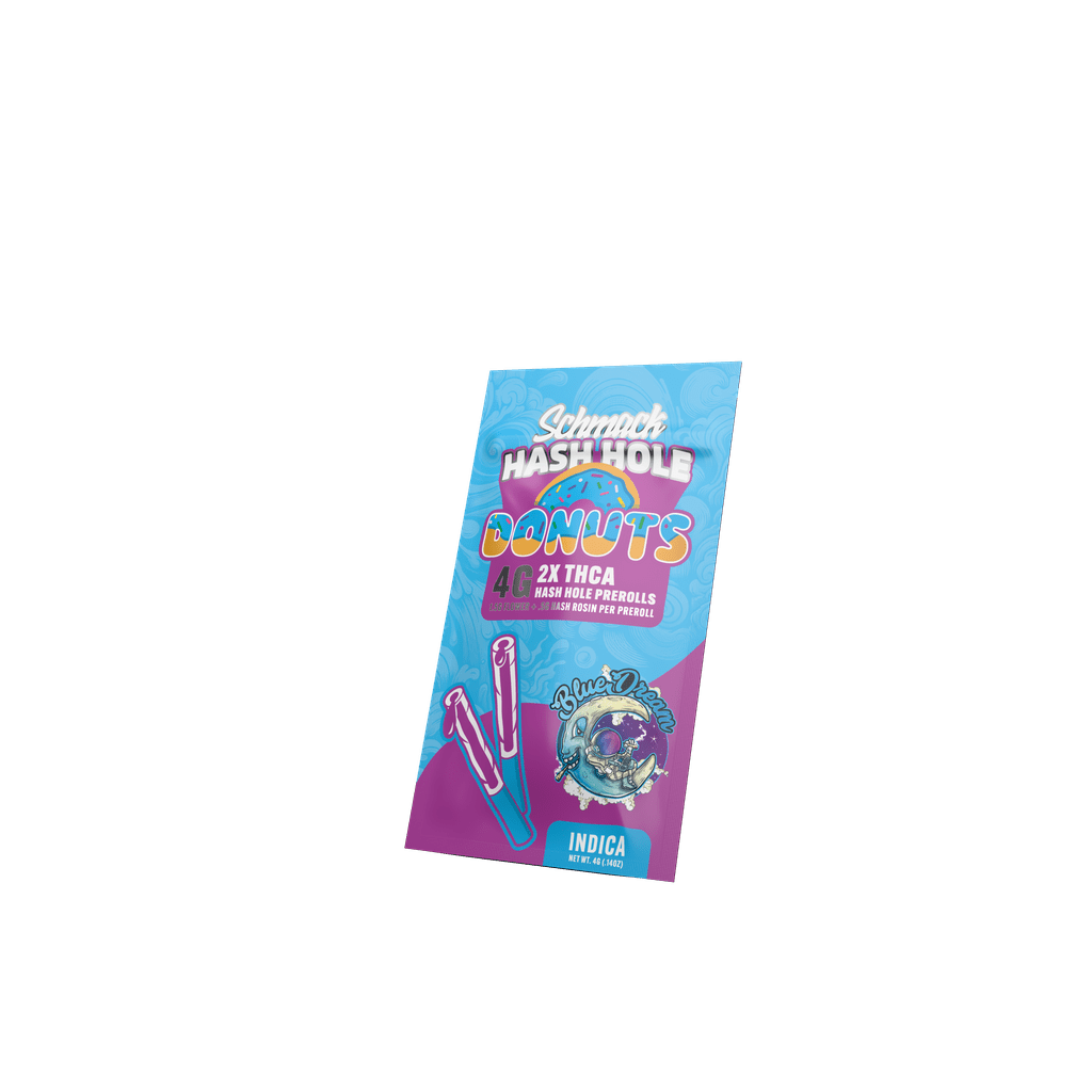 Schmack 2 Pack Hash Hole Donuts Prerolls - Blue Dream - Indica - 10 Pack Display - Bandit Distribution