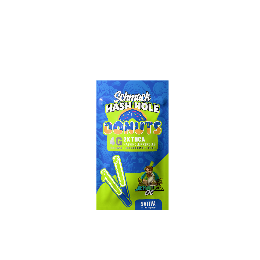 Schmack 2 Pack Hash Hole Donuts Prerolls - Skywalker OG - Sativa - 10 Pack Display - Bandit Distribution