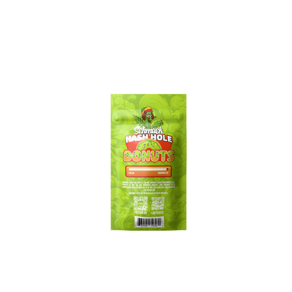 Schmack 2 Pack Hash Hole Donuts Prerolls - Sour Diesel - Sativa - 10 Pack Display - Bandit Distribution