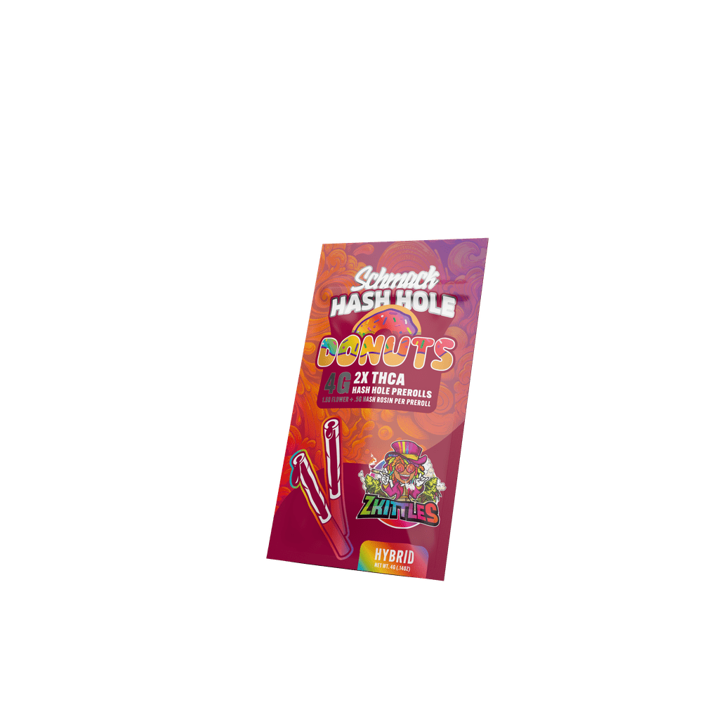 Schmack 2 Pack Hash Hole Donuts Prerolls - Zkittles - Hybrid - 10 Pack Display - Bandit Distribution
