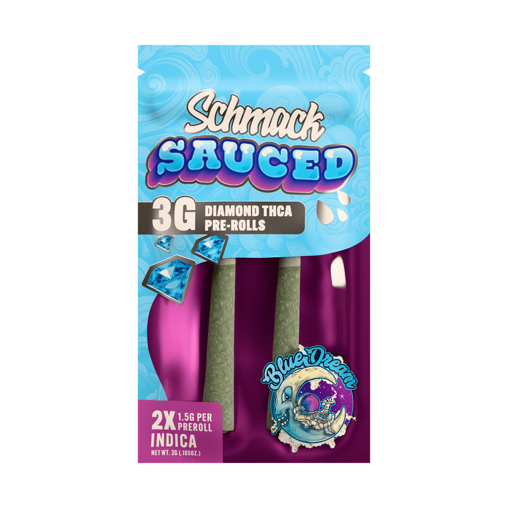 Schmack 2 Pack Sauced Prerolls - Blue Dream - Indica - 10 Pack Display - Bandit Distribution