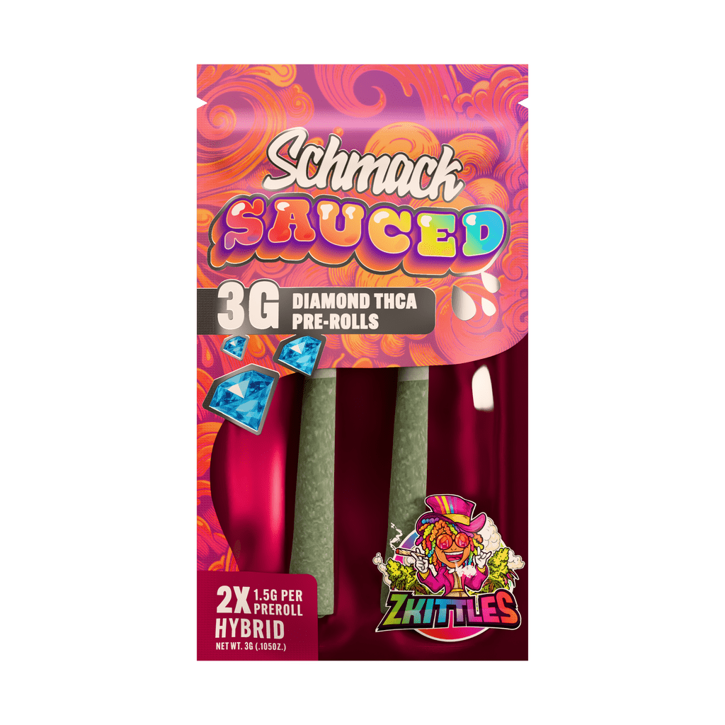 Schmack 2 Pack Sauced Prerolls - Zkittles - Hybrid - 10 Pack Display - Bandit Distribution