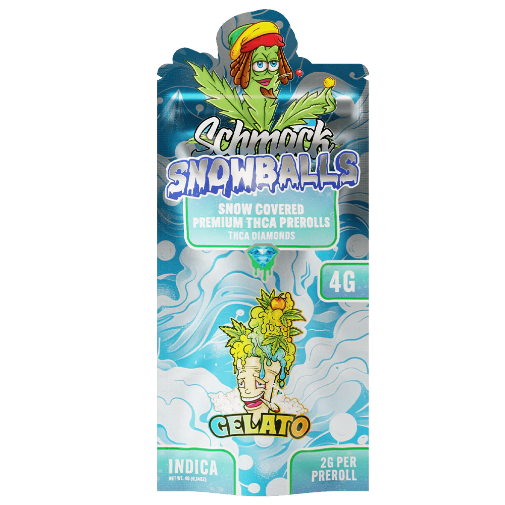 Schmack 2 Pack Snow Prerolls - Gelato - Indica - 10 pack Display - Bandit Distribution