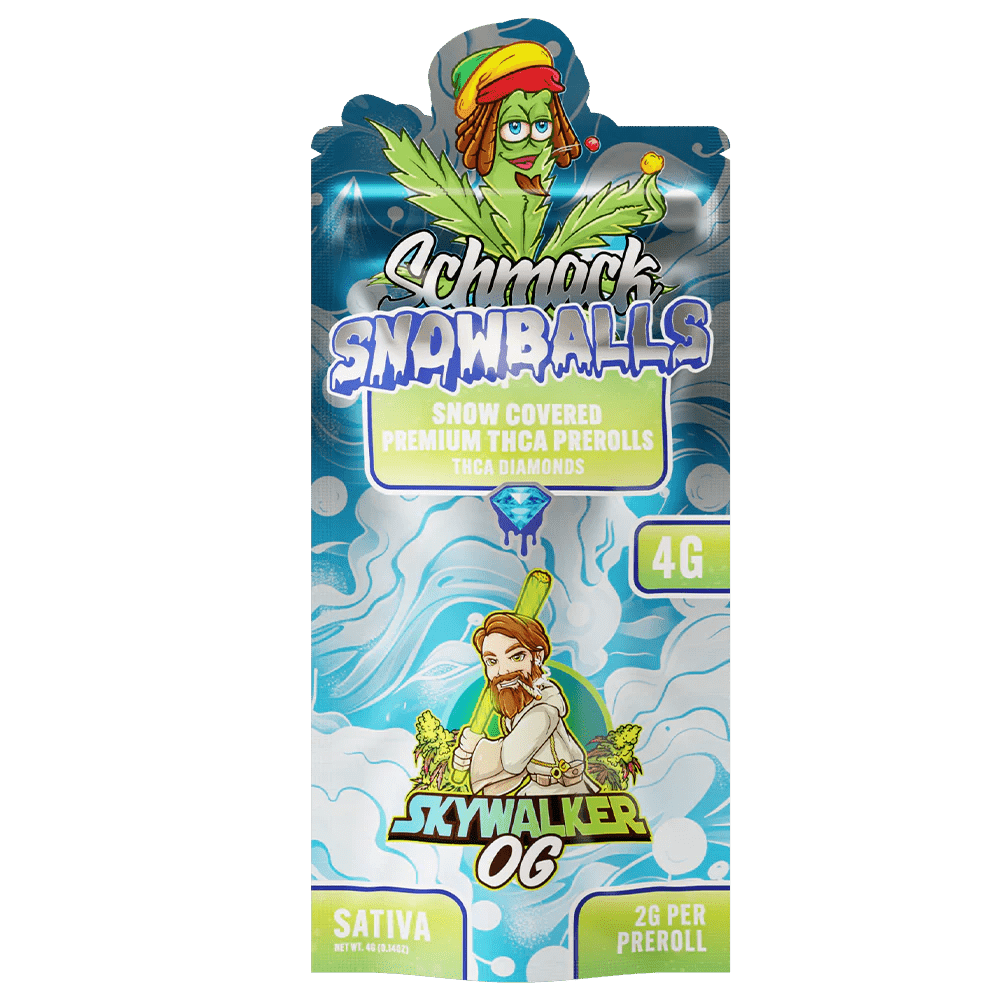 Schmack 2 Pack Snow Prerolls - Skywalker OG - Sativa - 10 pack Display - Bandit Distribution
