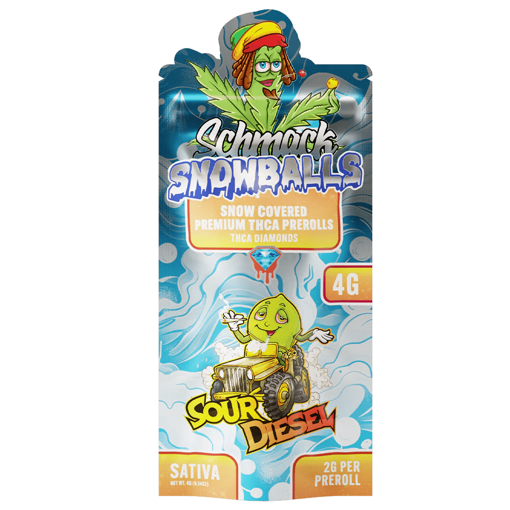 Schmack 2 Pack Snow Prerolls - Sour Diesel - Sativa - 10 pack Display - Bandit Distribution