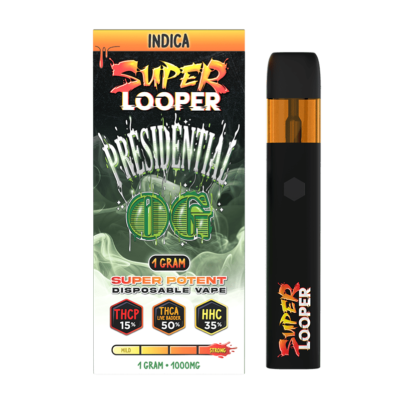 Super Looper THCA-THCP-HHC Super Potent 1g Disposables - Presidential OG - Bandit Distribution
