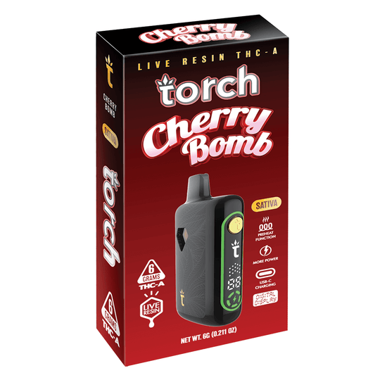 Torch 6g Live Resin Thca Disposables - Cherry Bomb - Sativa Bandit Distribution Torch 6g Live Resin Thca Disposables - Cherry Bomb - Sativa Bandit Distribution