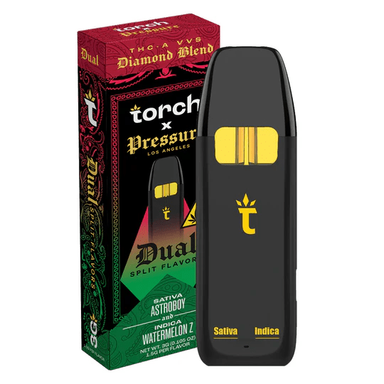 Torch x Pressure Dual Split Flavor THCa Displosables 3g - Astrobody x Watermelon Z - Bandit Distribution