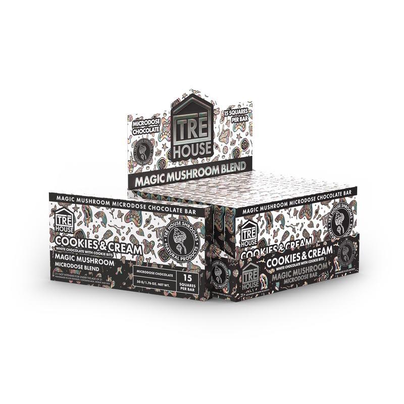 Tre House Magic Mushroom Chocolate Bar - Cookies & Cream - Hemp Wholesaler