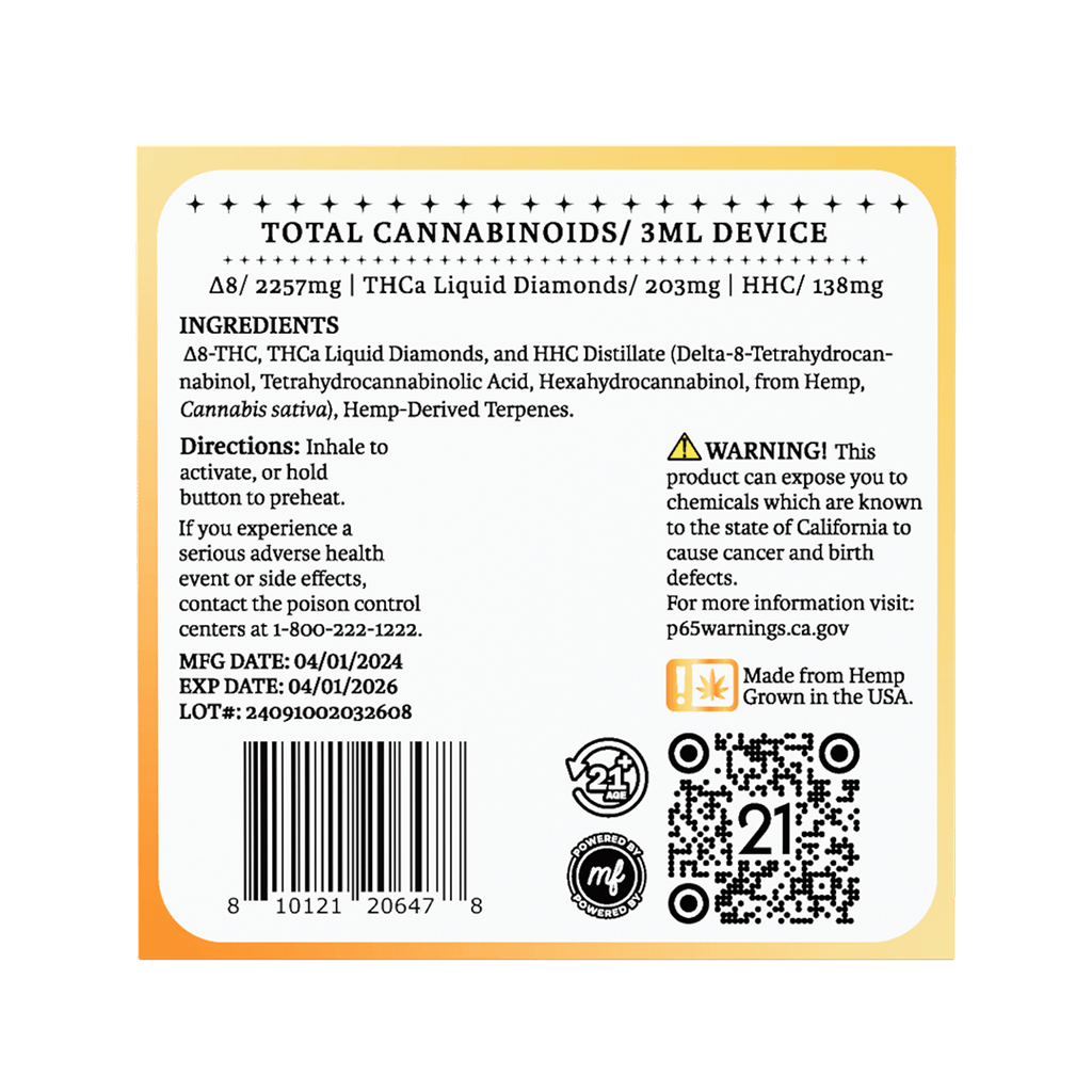 Twenty One - 3ml THCa Disposables - Pineapple Express (Sativa Dominant) - Bandit Distribution