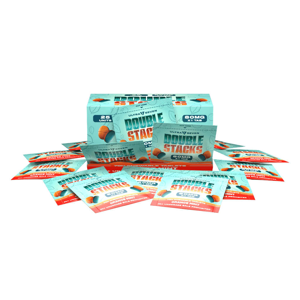 Ultra 7 Double Stacks 7 - Oh Tabs 80mg Each - 25 Unit Display - Orange Mint - Bandit Distribution