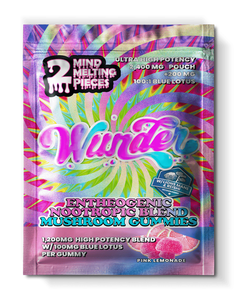 Wunder Entheogenic Blend Mushrooms + Blue Lotus - Pink Lemonade - 30 Unit Display - Bandit Distribution