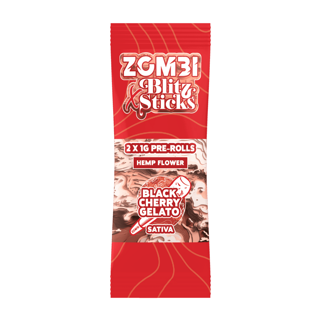 Zombi Blitz Stick - Black Cherry Gelato – THCP Pre - Rolls 2x1g (Sativa) - Bandit Distribution