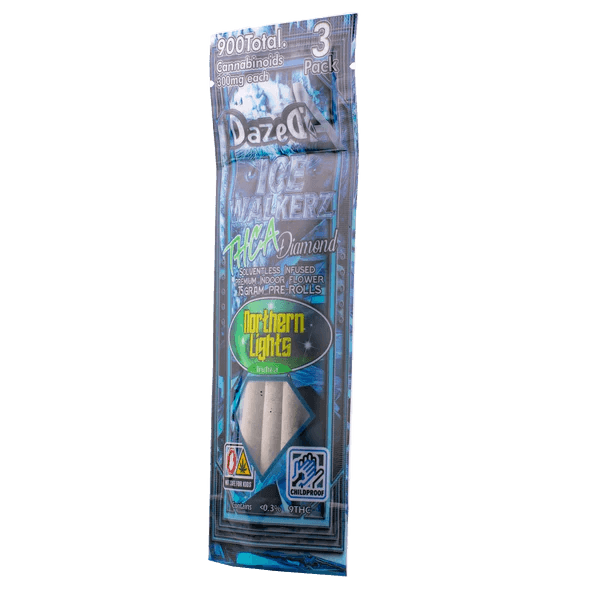 DazedA Ice Walkers - THCA Diamond Pre Rolls - 900mg 3pack - Northern Lights - Bandit Distribution