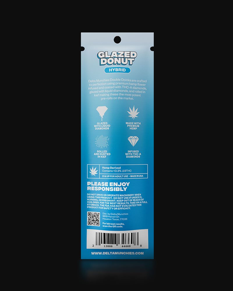 Delta Munchies Double Doinks - THCa Diamond Infused Pre Rolls 2pk - Glazed Donut - Bandit Distribution