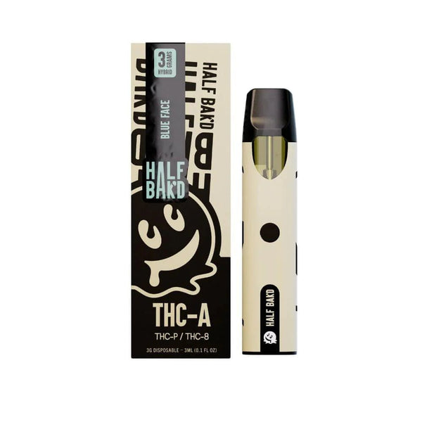 Half Bak'd - 3G THC-A Disposable - Blue Face (Hybrid) Bandit Distribution Half Bak'd - 3G THC-A Disposable - Blue Face (Hybrid) Bandit Distribution