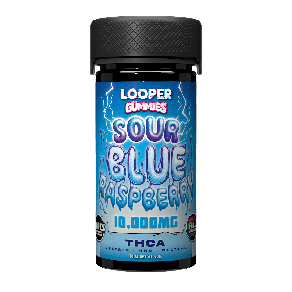 Looper Thca Live Badder Gummies - 10,000mg - Sour Blue Raspberry - HempWholesaler.com