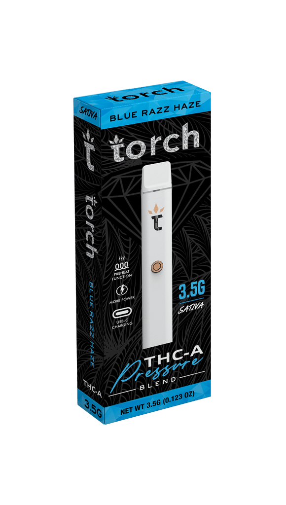 Torch Pressure 3.5g Thca Pressure Blend Disposables - Blue Razz Haze - HempWholesaler.com