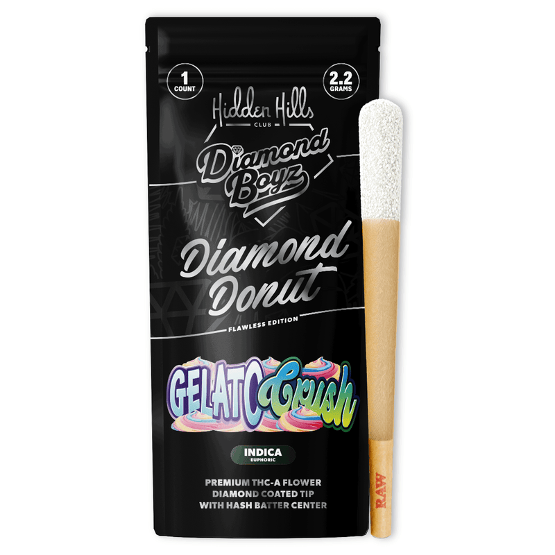 2.2G Diamond Donut Pre Rolls - Gelato Crush - Indica - 10pk Display - Bandit Distribution