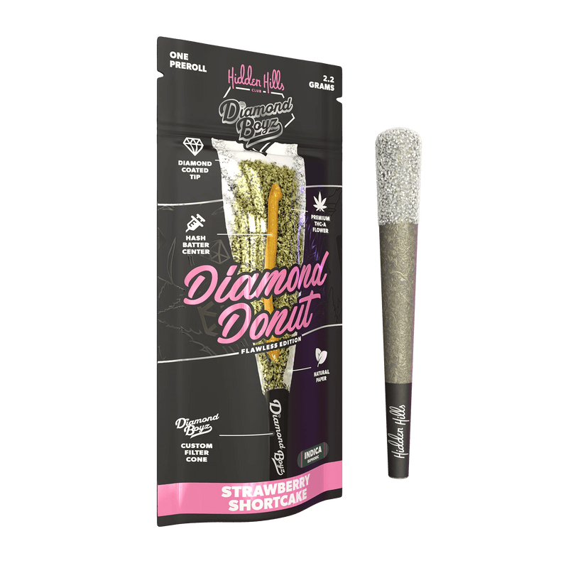 2.2G Diamond Donut Pre Rolls - Strawberry Shortcake - Indica - Bandit Distribution