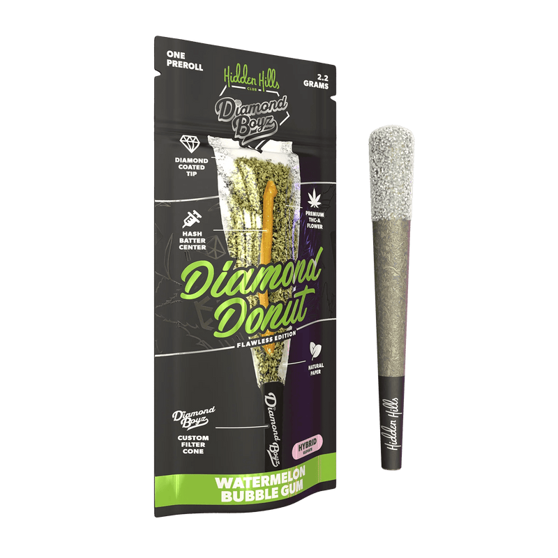 2.2G Diamond Donut Pre Rolls - Watermelon Bubble Gum - Hybrid - Bandit Distribution