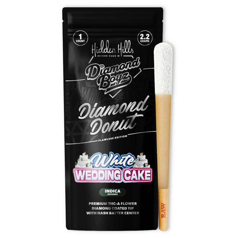 2.2G Diamond Donut Pre Rolls - White Wedding Cake - Indica - 10pk Display