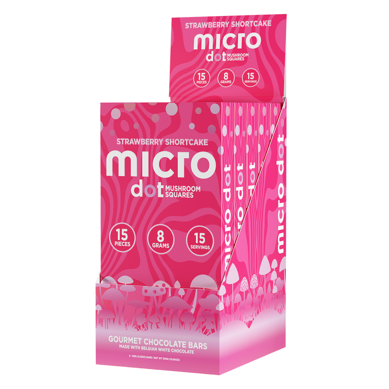 Micro Dot Magic Mushroom Chocolates - 15pc / Bar - 5ct Display - Strawberry Shortcake