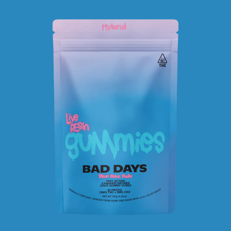 Bad Days Blue Razz Live Resin THC Gummies - 20pc - Bandit Distribution