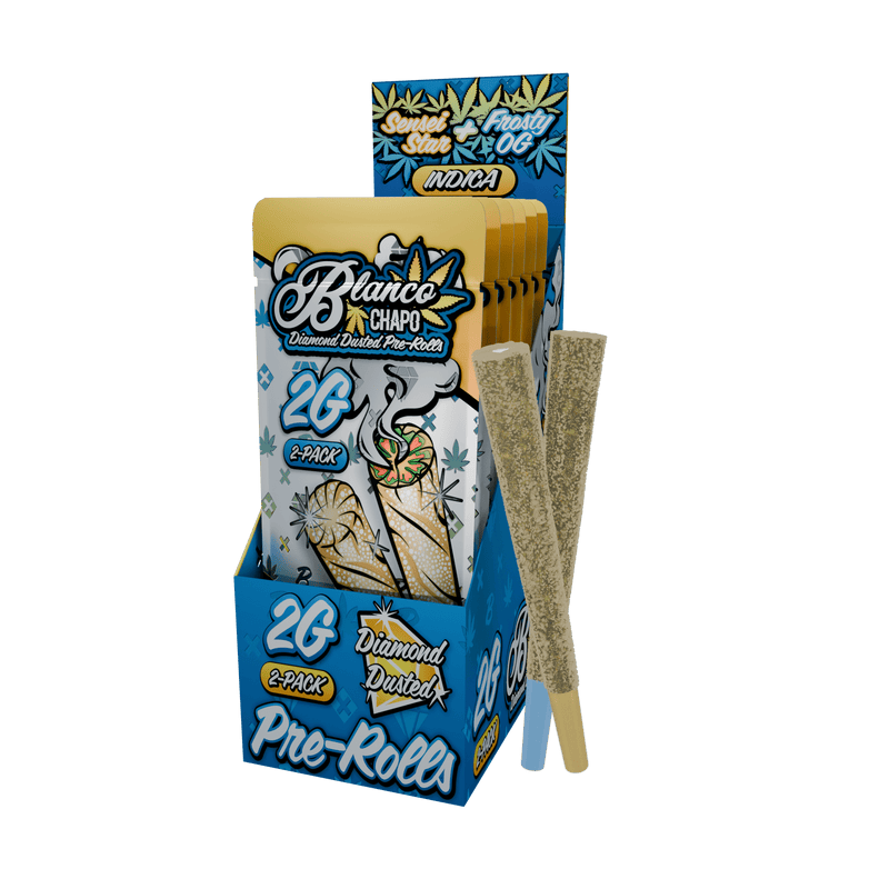 Blanco Chapo Diamond Dusted 2g 2 Pack - Sunset Star / Frosty OG - 6 Pack Display - Bandit Distribution