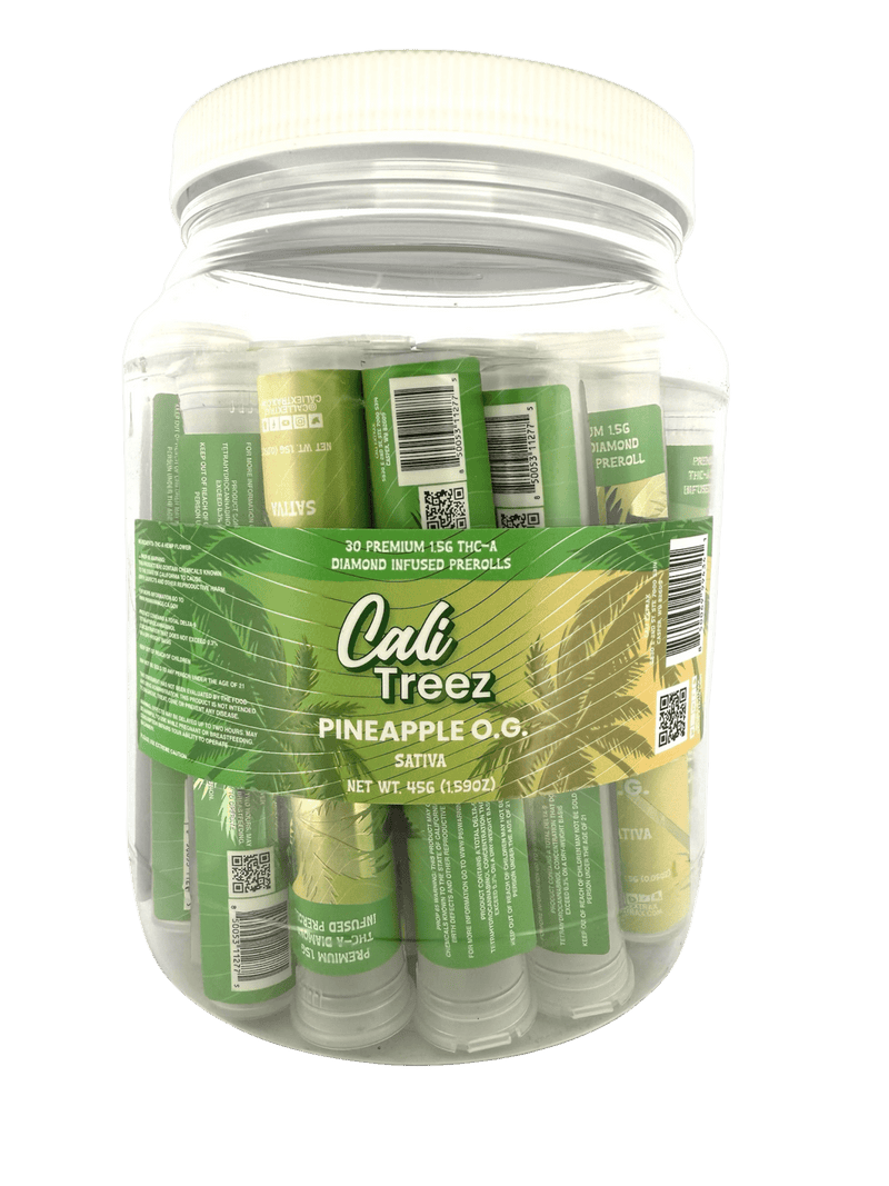 Cali Treez - THCa Diamond Pre Roll Display - 30ct - 1.5g Each - Pineapple OG - Sativa - Bandit Distribution